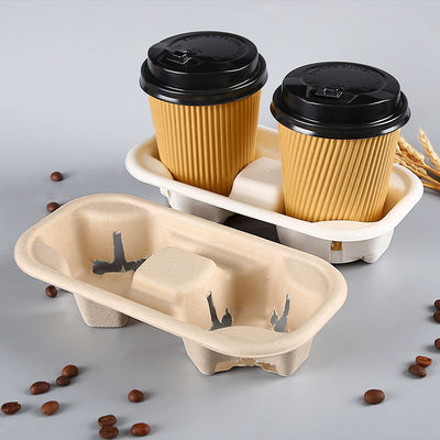 Kompostowalny bagażnik na 2 filiżanki kawy Bagasse, podstawka na filiżanki, uchwyt na kubek