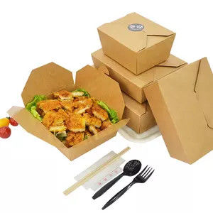 Ekologiczne składane pudełko na żywność z papieru pakowego do fast foodów, sałatek, owoców